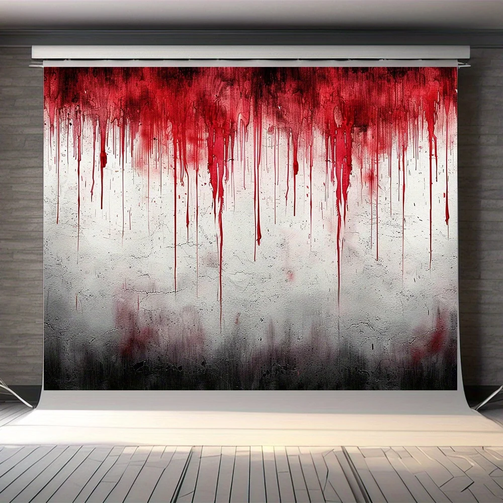 قطعة قماش خلفية شبحية لقطرة الدم للهالوين - قطعة واحدة من ديكور الحفلات بطابع زومبي من البوليستر