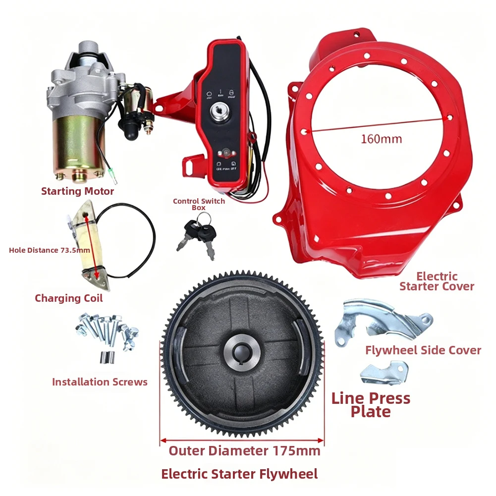 Motor Flywheel Starter Assembly for Honda 168F 170F For GX160 7.5HP Engines with Charging Coil Starter Motor and Wiring Board