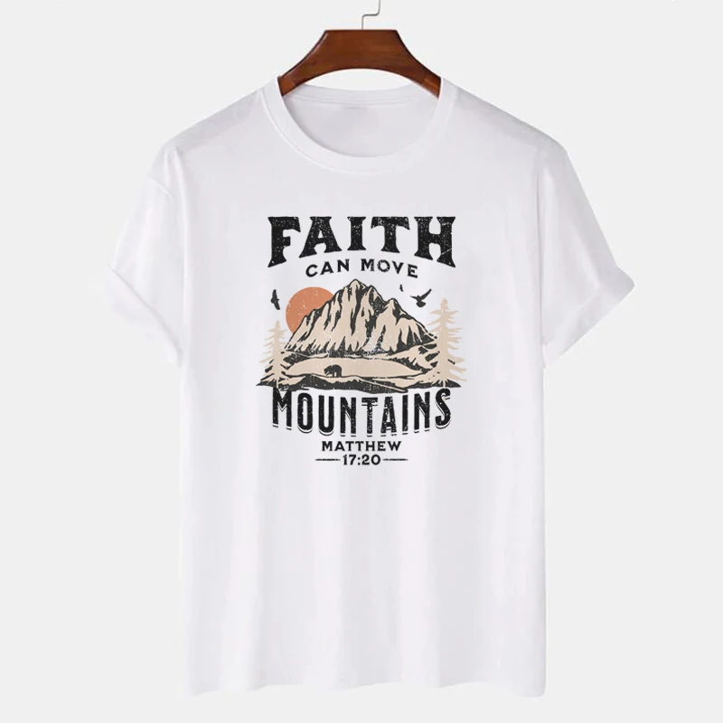 Matthew 17:20 Bible Verse Graphic Tees Women Vintage Boho Religious Christian T-Shirts Retro Aesthetic Jesus Tshirts Faith Tops