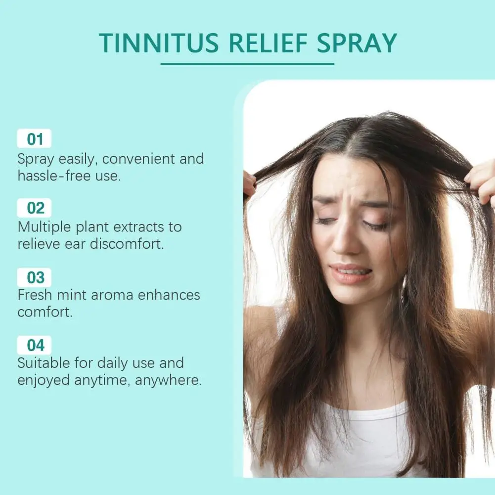 Semprotan Pereda Tinnitus 30Ml Kabut Pereda Formula Tanaman untuk Perawatan Telinga Semprotan Anti Tinnitus untuk Wanita Pria Senior