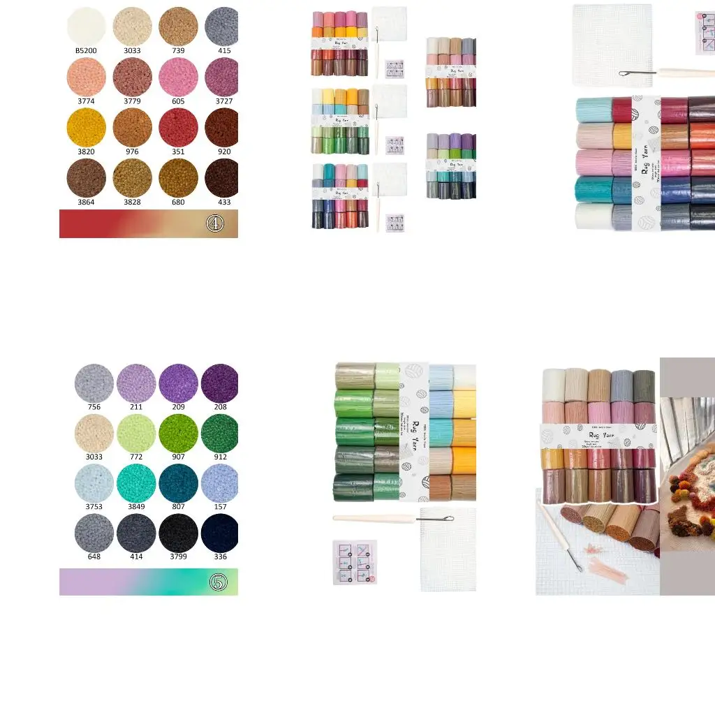 

Rug Hooking Supplies With 20 Color Acrylic Yarn Latching Hook and Mesh Fabric high quality