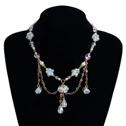 Elegant Bell Orchids Choker Necklaces Earrings for Women Flowers Green Enamel Plant Pearl Necklace Wedding Jewelry Gift