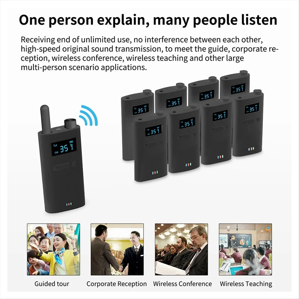 

A23G 2.4G Wireless Tour Guide System with Microphone Portable Audio Transmitter Receiver for Church Museum Conference