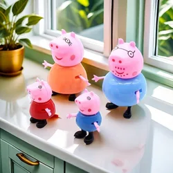 4Pcs/set Peppa Pig Pink Toy Action Figure George Family Toy Mom and Dad Anime Party Toys Children's Holiday Birthday Gift