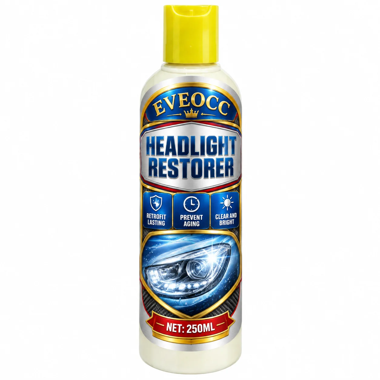 EVEOCC Headlight Restorer 250ml Car Headlamp Renovation Cream Yellow Oxidation Remover