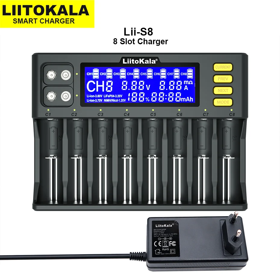 Liitokala-cargador de batería Lii-PL2, Lii-500, S8, 3,7 V, 1,2 V, multifunción, 18650, 26650, 21700, 17355, 18350, 14500, AA, AAA