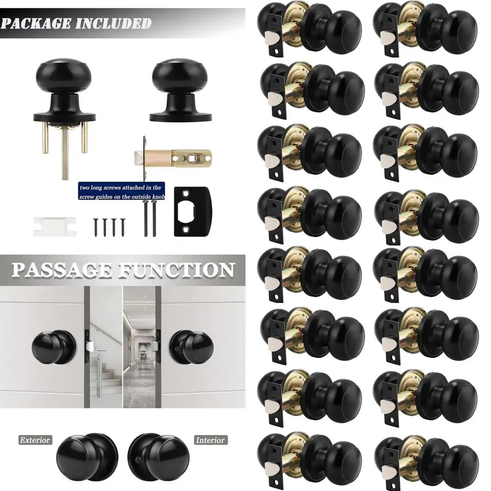 

Комплект из 8 черных современных дверных ручек без блокировки для внутреннего/внешнего прохода, идеально подходят для коридоров и шкафов