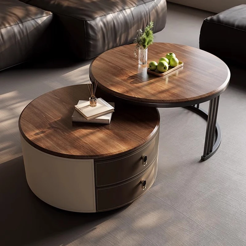 

Nesting Round Coffee Tables Wooden Minimalist Nordic Room Decor Sofa Side Table Bed Tea Cafe Moveis Para Casa Home Furniture