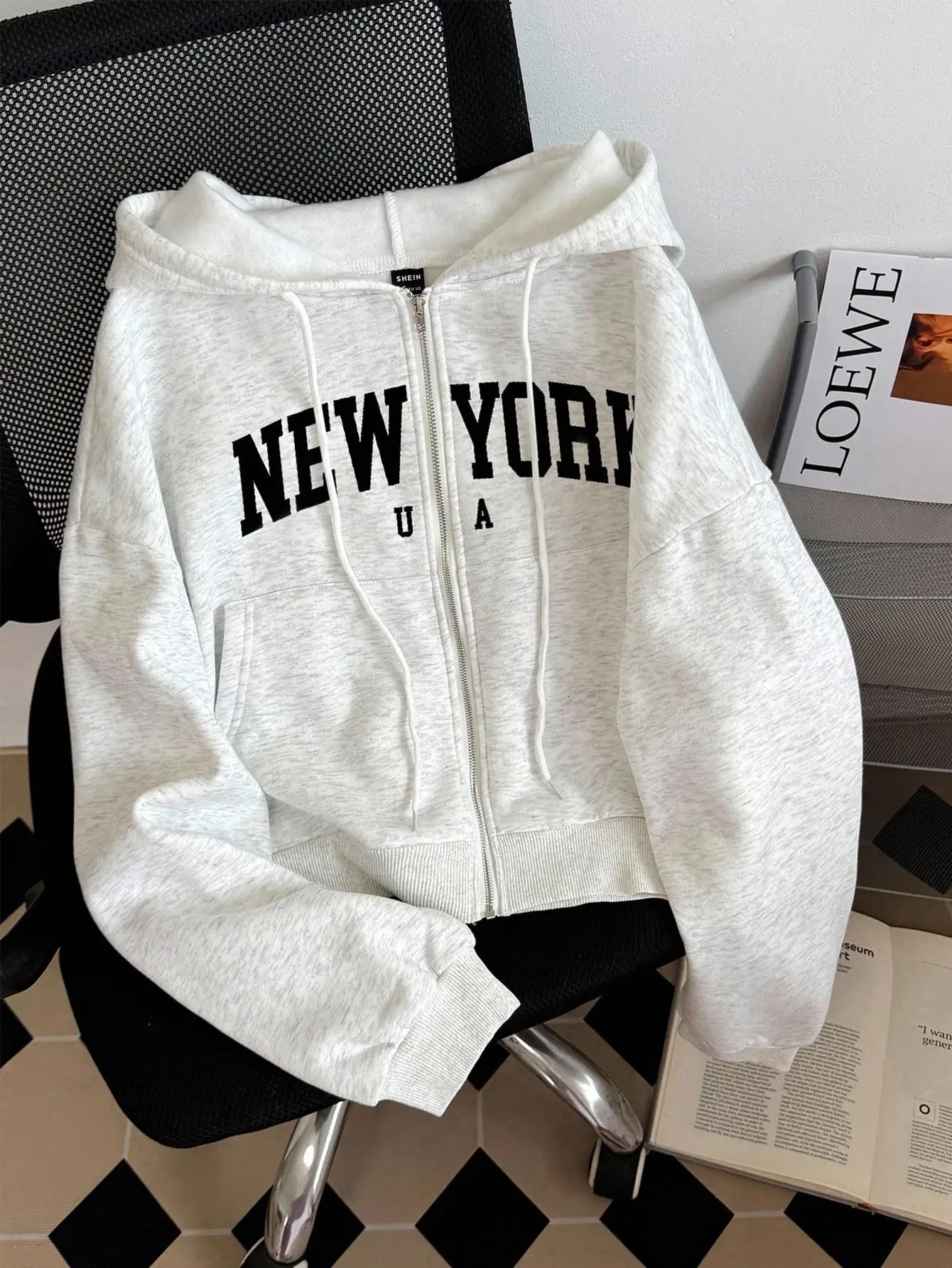 

Женская толстовка на молнии с принтом «Нью-Йорк», повседневная осенняя толстовка с карманом-кенгуру