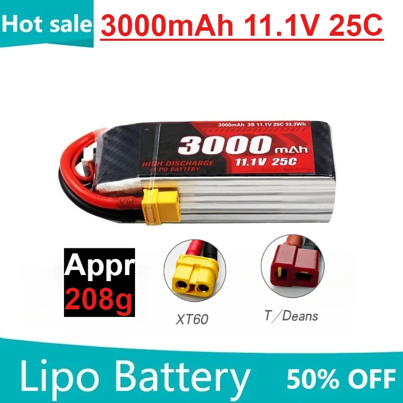 

3000mah 3S 11.1V 25C LiPo Battery for RC Helicopter Quadcopter FPV Racing Drone Parts Drones Battery with T/XT60