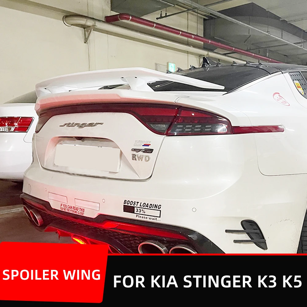 For Kia Stinger K3 K5 K9 Sedan 135CM Rear Trunk Lid Boot Spoiler Wings Black Carbon Car Tuning Style ABS Plastic Accessories