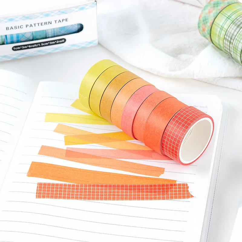 8 Rolls Per Box Morandi Tape Collage Decoration Journal Borders Diy Gift Packaging Decorative Tape