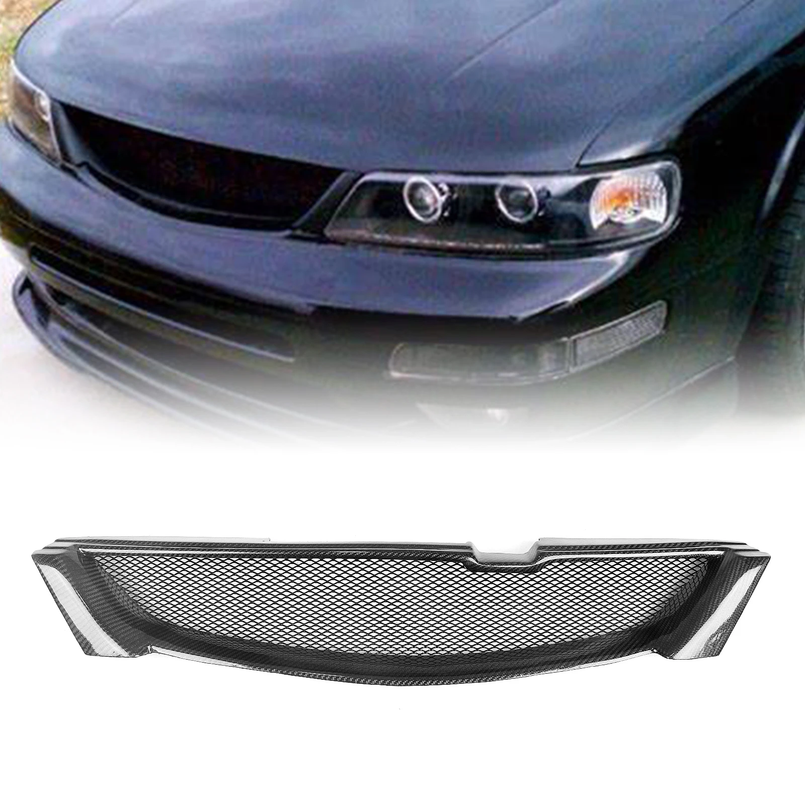 

Front Grille Racing Grill For Nissan Maxima 1997-1999 Carbon Fiber/Fiberglass Honeycomb Style Car Upper Bumper Hood Mesh Grid