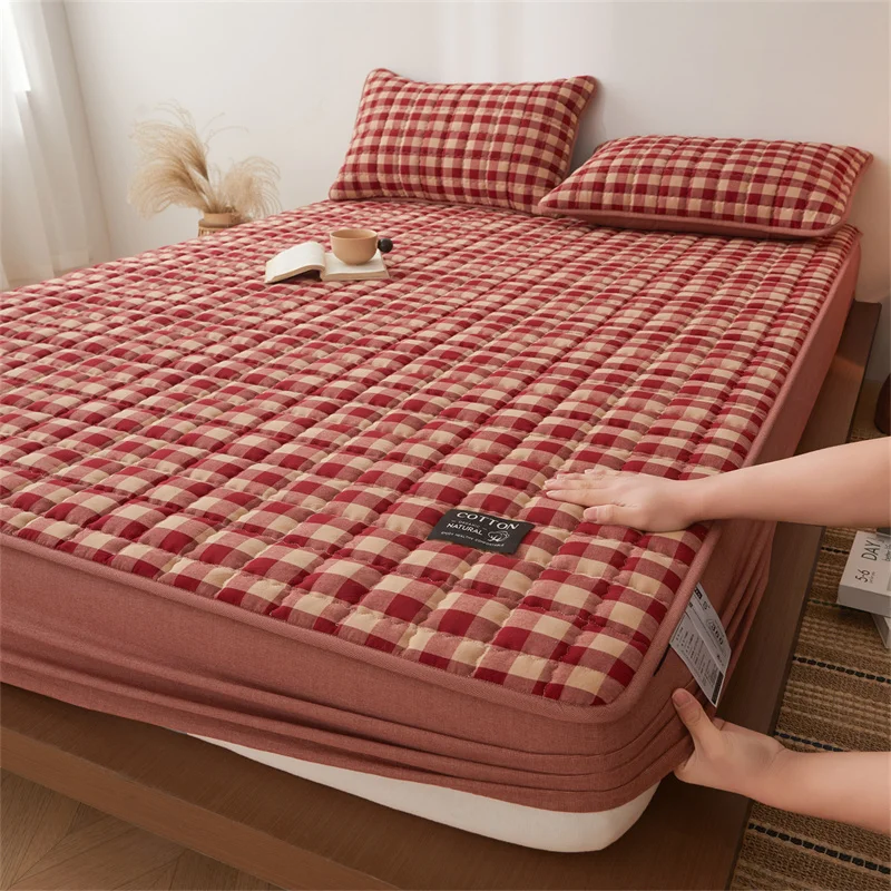 100% Cotton Quilted Mattress Cover Single/Queen/King Size Thickness Soft Mattress Protector Pure Cotton Cubre Colchon 침대커버