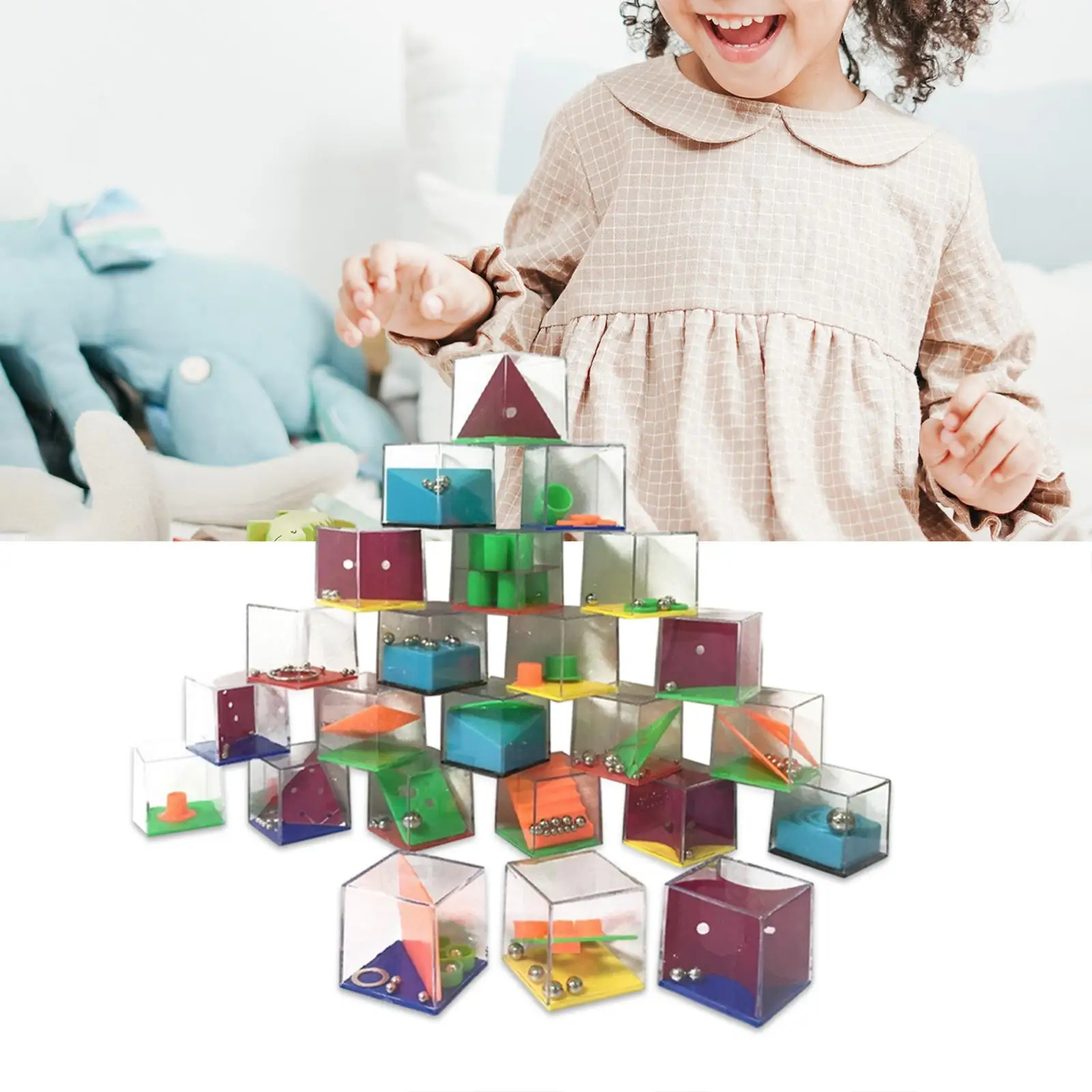 24 Pieces Maze Game Puzzle Box Gift Party Favor Supplies Fidget Puzzle Box with Steel Ball Maze Game for Kids Teens Adults