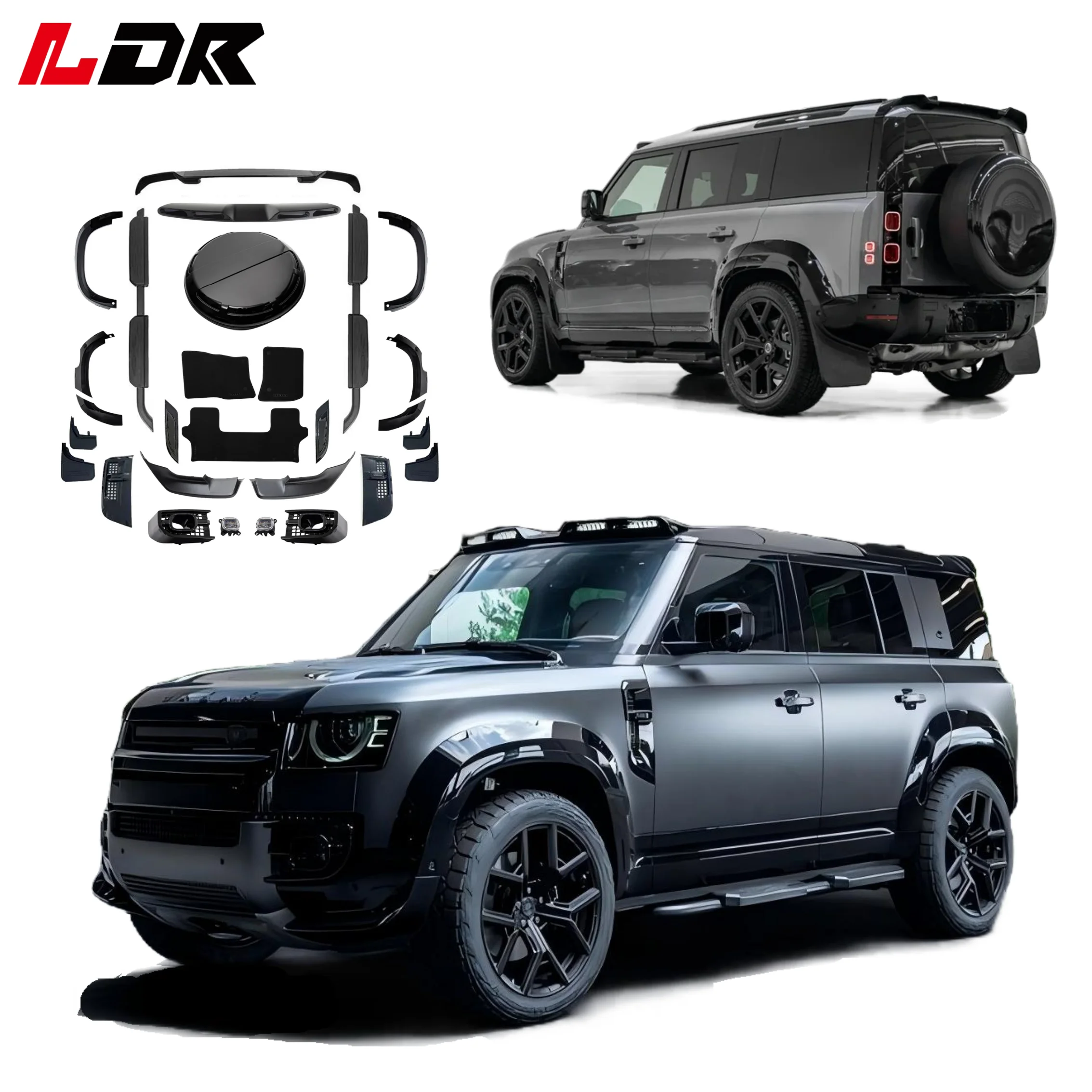 U Series Body Kit for 2020-2024 Defender 110 Upgrade 2025 Urban Style With Rear Wing Fog Lights Tire Cover 110 Pedal