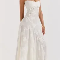 Elegant Evening Dress 2024 Summer New Cross-Border Women's Clothing Strapless One-Character Necklace Fashionable Dress