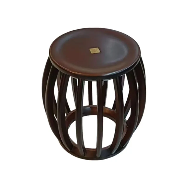 

Chinese ebony wood, pure round stool, solid wood shoe changing low stool, antique home