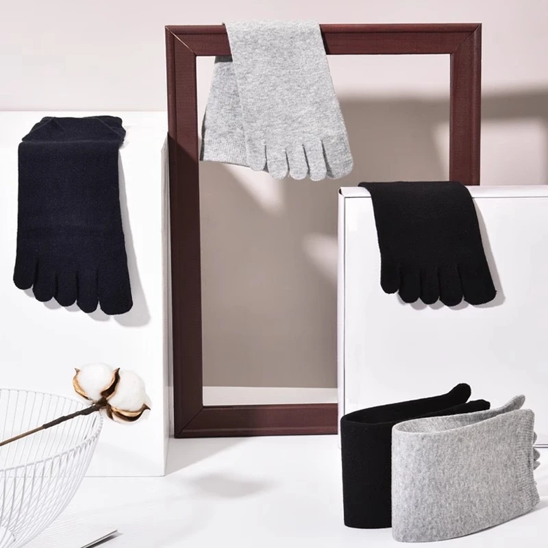 Chaussettes à cinq doigts pour hommes, en pur coton, à cinq orteils, absorbant la sueur, Tube moyen, à bout fendu, pour hommes