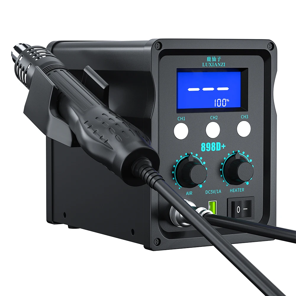 LUXIANZI 8589D+Soldering Station 2 IN 1 Digital Display SMD Rework Hot Air Gun Solder Iron For BGA PCB Welding Desoldering Tool