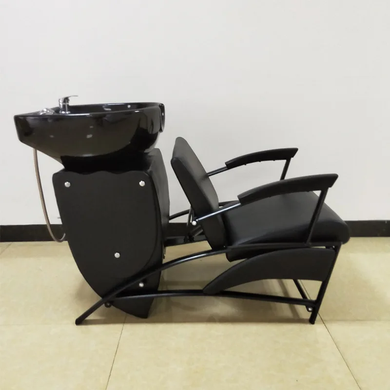 Stainless steel semi-lying comfortable shampoo chair wash face shampoo bed barber shop modern