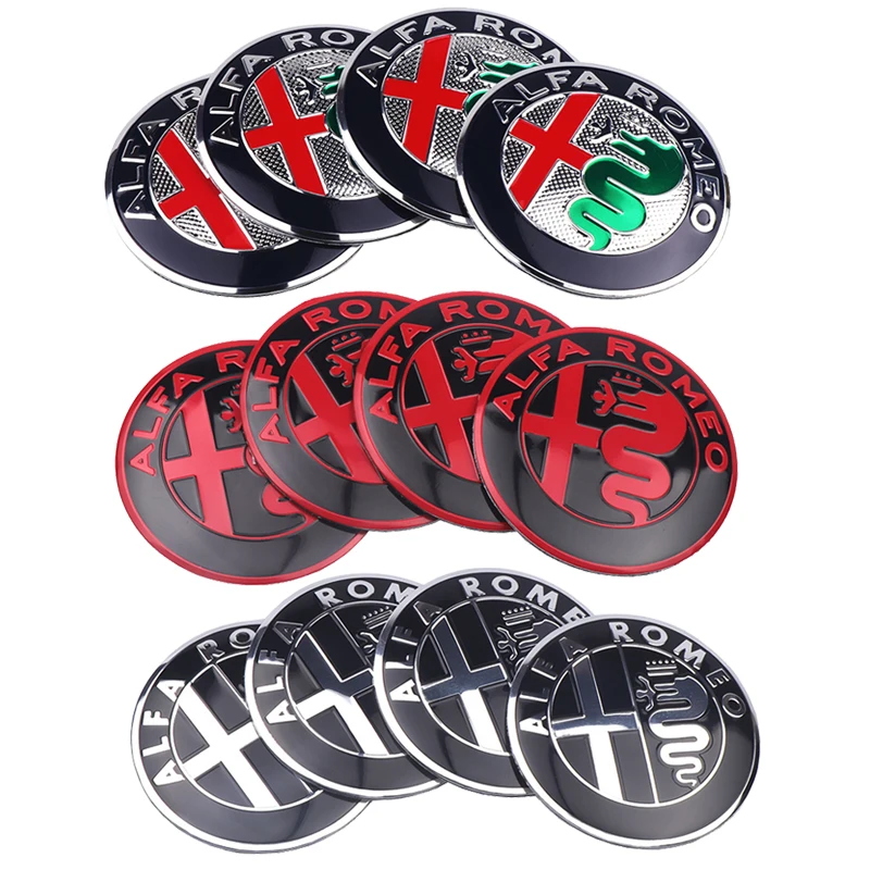 4pcs 56mm Car Wheel Center Hub Stickers Cap Decoration For Alfa Romeo Giulia 159 147 156 Mito Stelvio Giulietta Auto Accessories