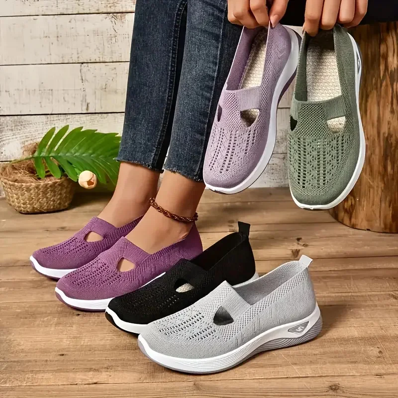 Trampki damskie Flats Summer Comfort Casual Shoes Fashion Soft Sole Breathable Hollow Out Flat Shoes for Women Zapatos De Mujer