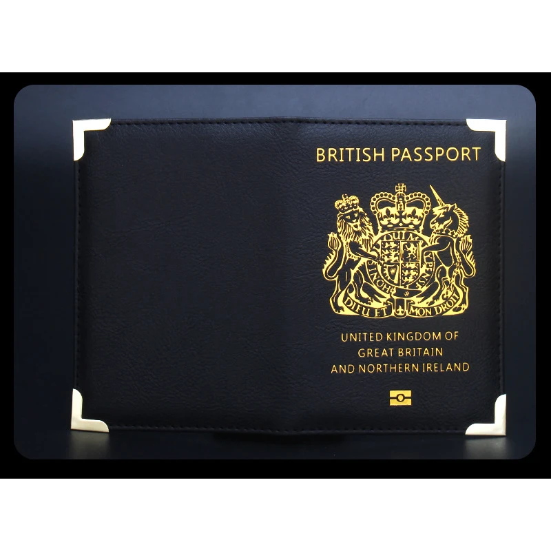 Leather UK Passport Cover United Kingdom Travel Document Protective Case ID Card Holder for Great Britain British Men and Women