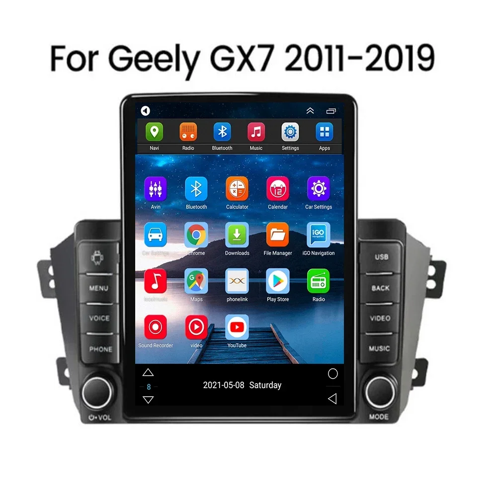 5G LTE Tesla Style 8 Core Car Android14 Multimedia Navigation Player Radio GPS Stereo For Geely Emgrand X7 GX7 EX7 2011-2050 Cam