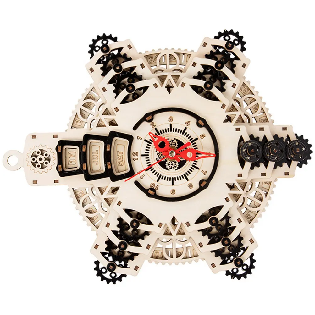 

1Set 3D Puzzle Clock Wood Kit DIY Decorative Home Office Desk Ornament for Kids Adults Creative Wooden Timepiece Assembly