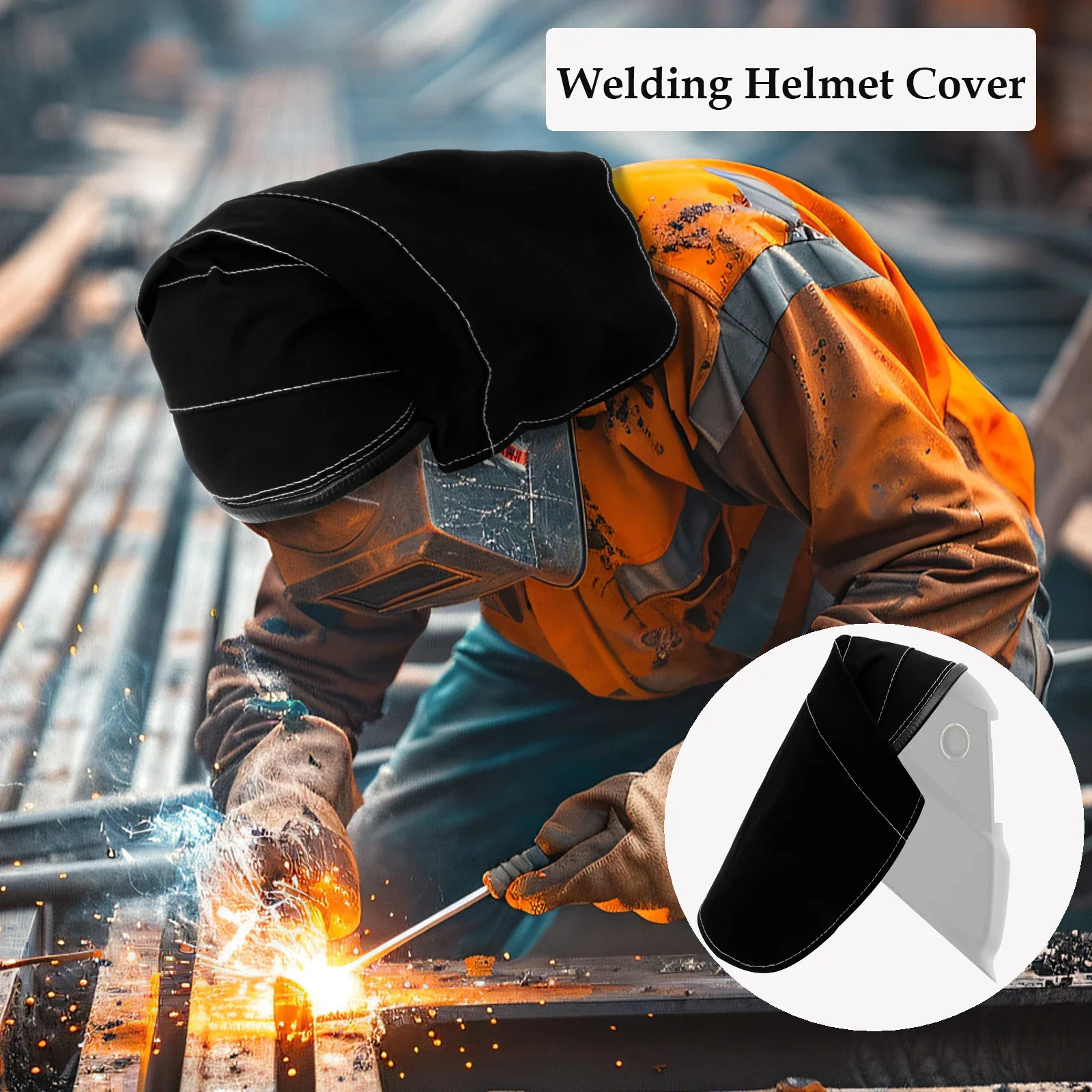 Welding Helmet Cover Fireproof Full Protective Cotton Fabric Welding Worker Helmet Extended head Cover Fireproof  Welding Cap