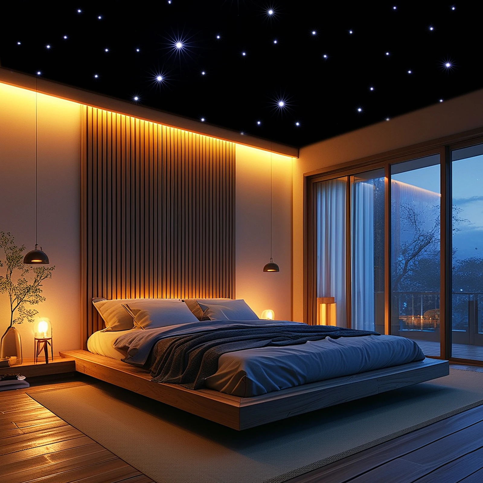 خلفية نجمة LED مستطيلة سوداء (مريحة للاستخدام) - قابلة للطي وقابلة للتركيب على الجمالون (فتحات متعددة)، سحاب معدني ثنائي الاتجاه #1