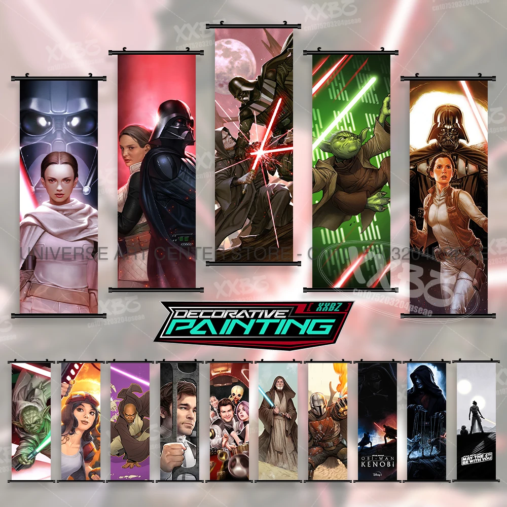 

Star Wars Attack Of the Clones Posters Decorative Paintings Wall Art Obi-Wan Kenobi Scrolls Pictures Mace Windu Movie Home Decor