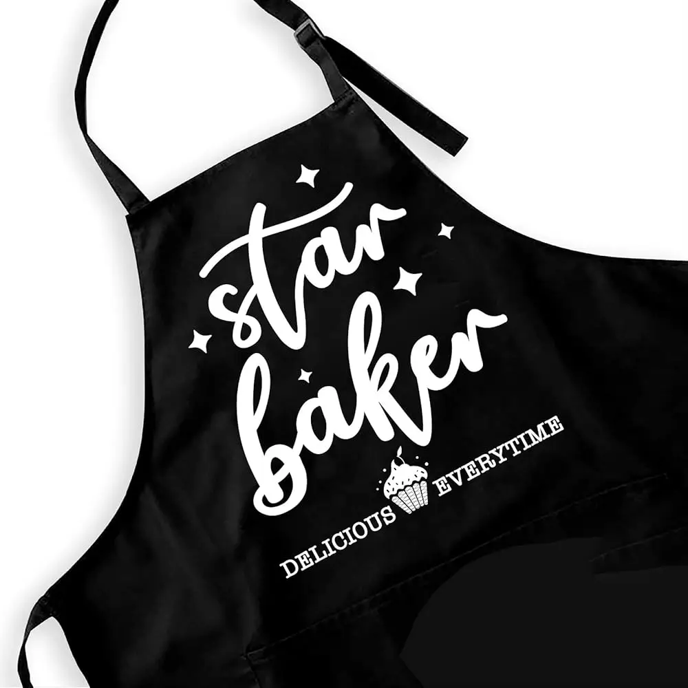

Забавные черные фартуки для кухни, фартук шеф-повара с 2 карманами, регулируемый ремешок на шею для приготовления пищи, выпечки, барбекю, подарки на день рождения