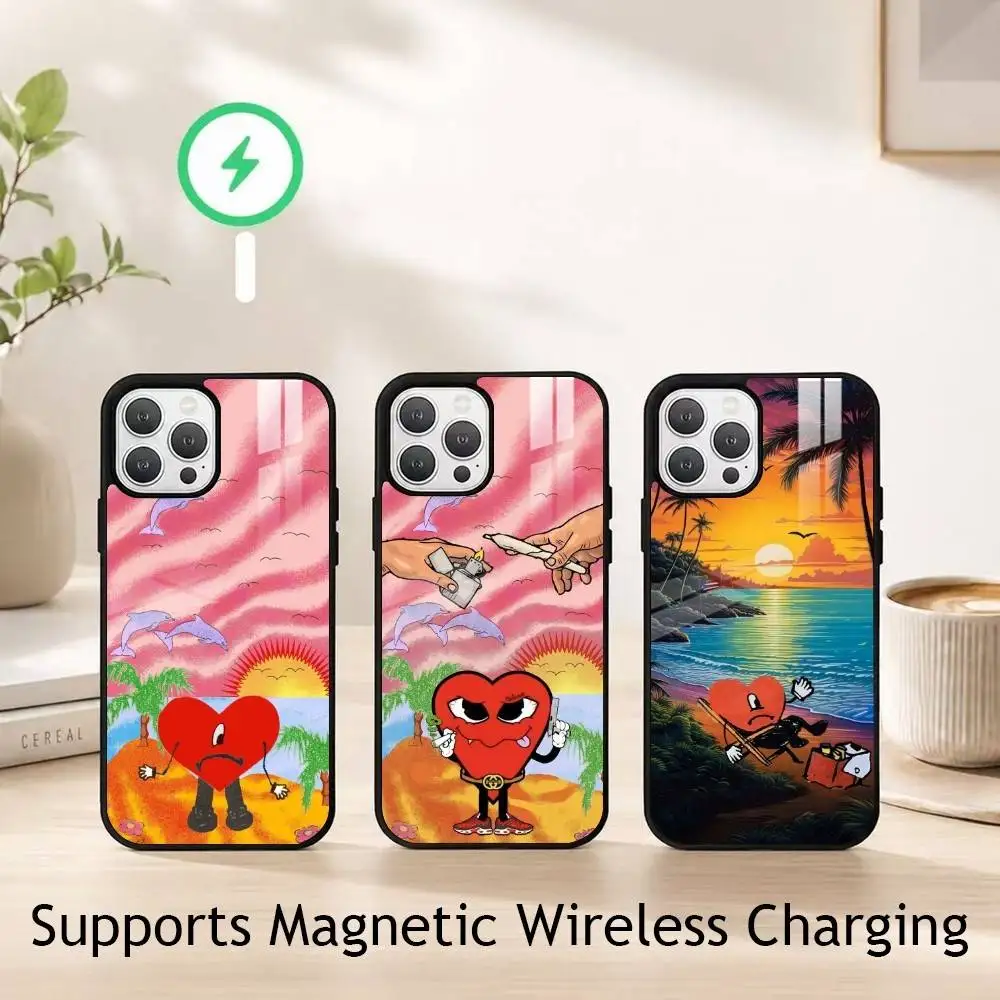 

Hot Singer B-Bad B-Bunny Phone Case For iPhone17,16,15,14,13,12,11 Plus,Pro Allows magnetic wireless charging