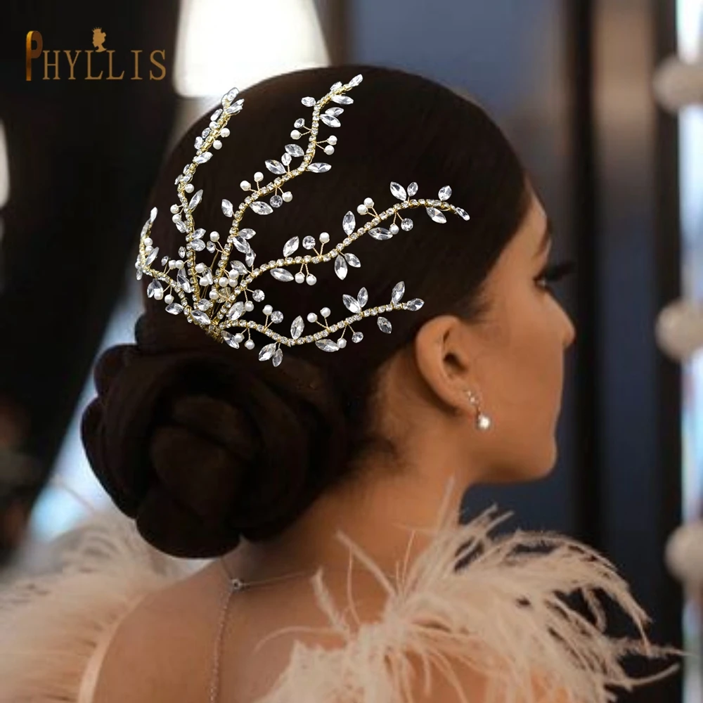 A463 pettine per capelli da sposa fatto a mano accessori per capelli in oro argento per spose copricapo con strass copricapo in cristallo diademi da donna