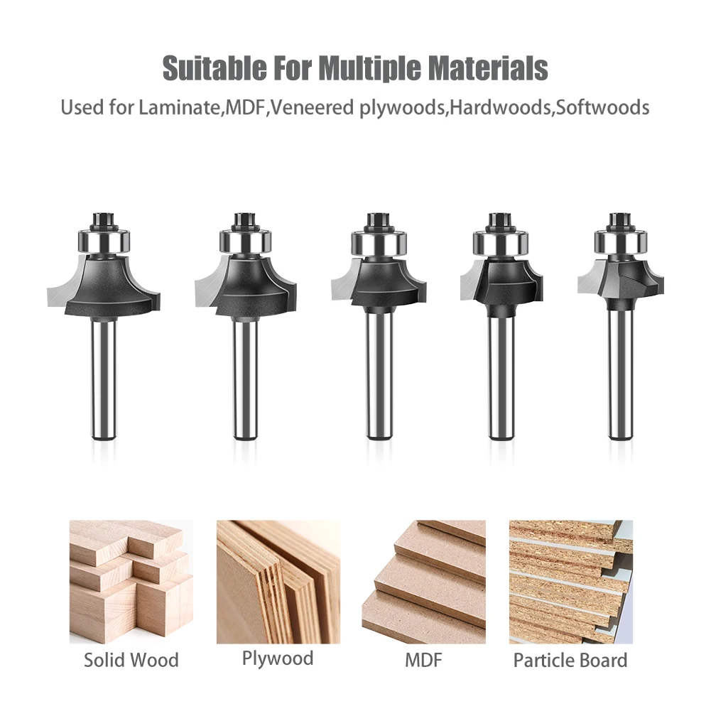Imagem -06 - Round Over Router Bit com Rolamento Fresa para Madeira Carpintaria Tungstênio Carboneto mm Shank 4