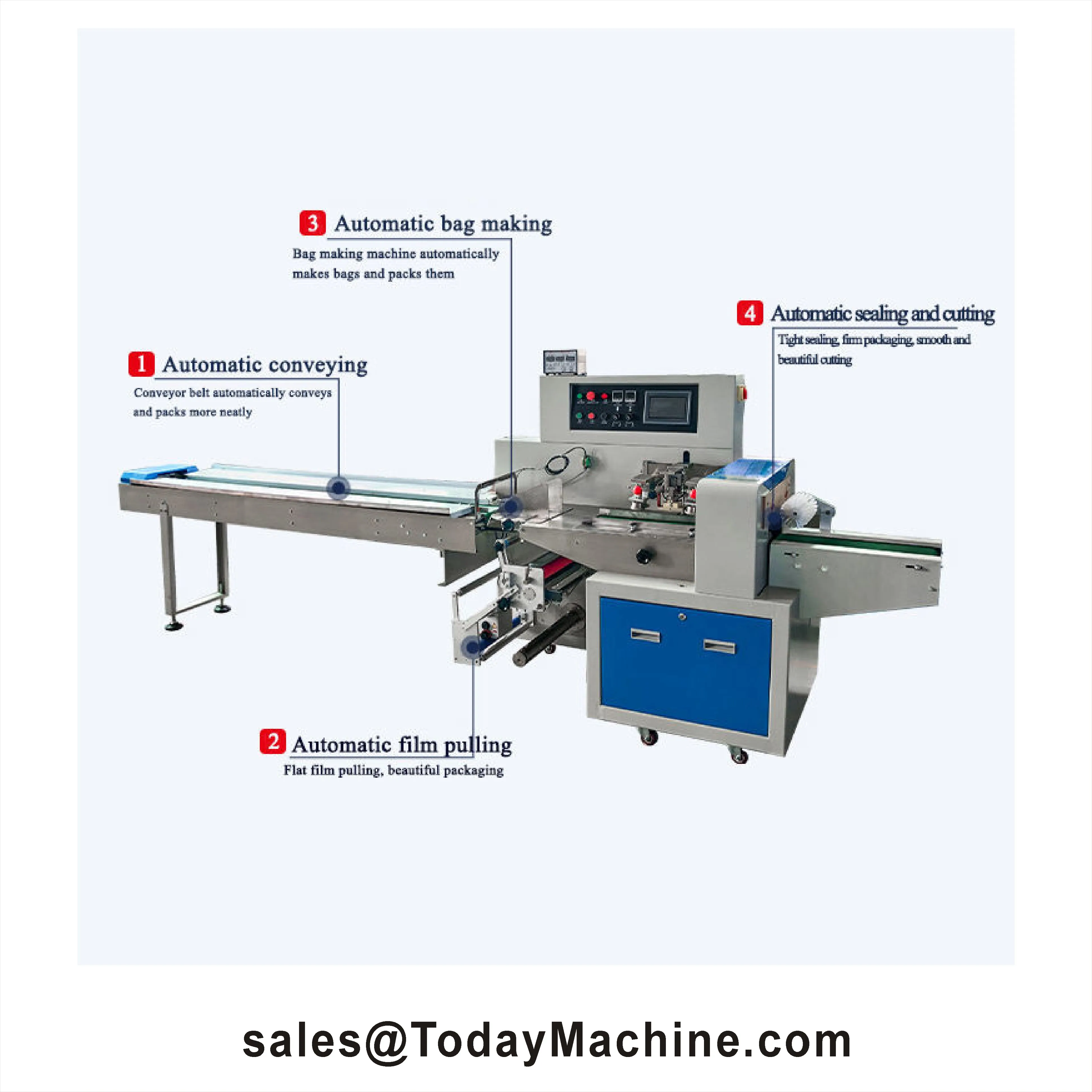 High-Speed Automatic Pillow Packaging Machine Multi-Function Flow Wrapper for Candy Cheese Sticks Intelligent Control System