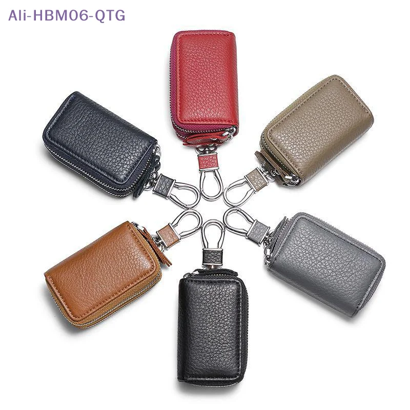 *Leather Car Key Holder Pouch Men's And Women's Universal Zipper Keys Bag Organizer Gift High-end Car Key Case Cover Key Wallet