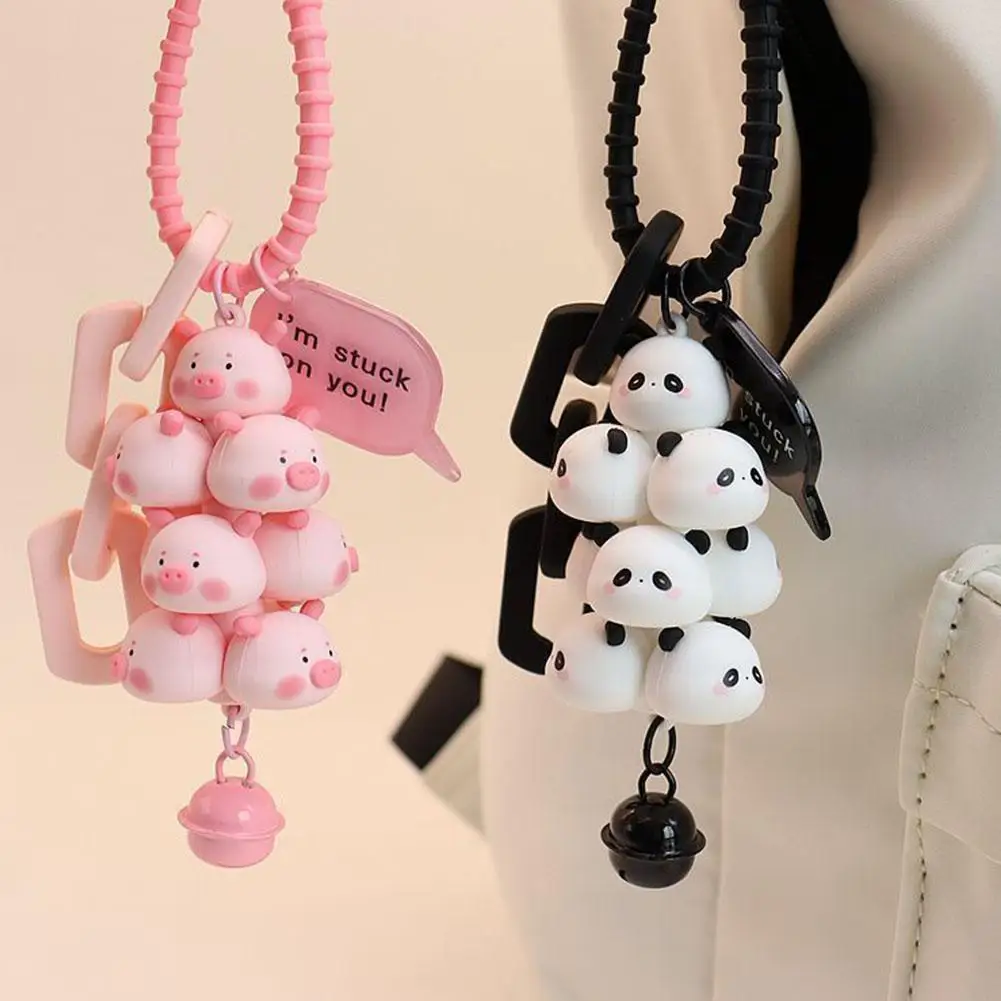 Kawaii Stacked Cartoon Pig Keychain Chick Pig Stacked Le For Bag Pendant Trinket Cute Pendant Keychain Bag Decoration Y3F1