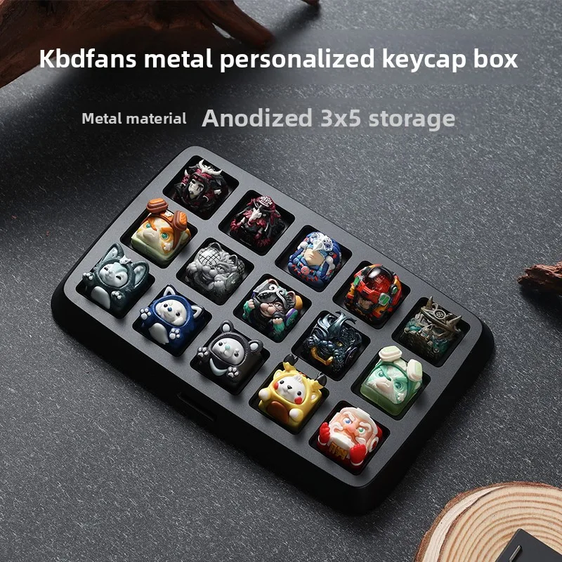 

Customized Mechanical Keyboard Resin Personalized Keycap Box Storage Display Box Metal Keys 3x5 ALUMINUM SHELL