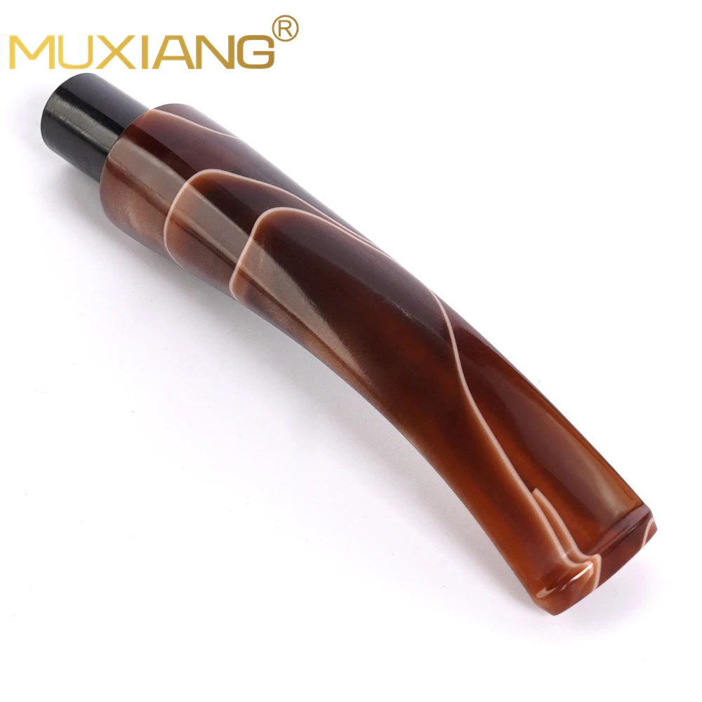 1pc curved handle acrylic tobacco pipe mouthpiece coffee colore pipe handle diameter 16mm with 10.4 tenon for 9mm filter element