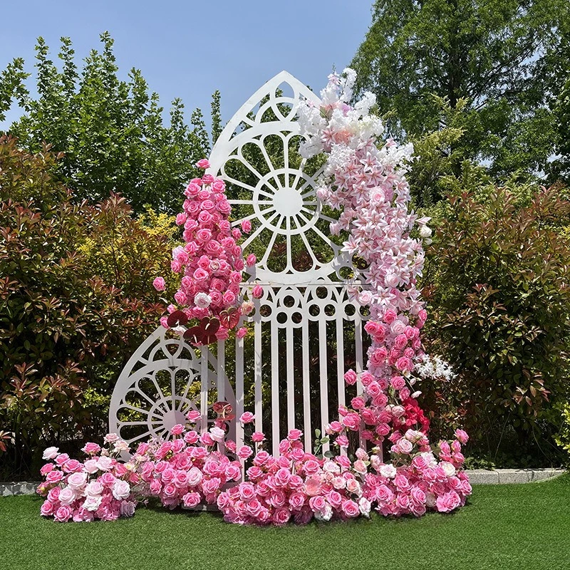 

Customized cloth bottom wall horn wedding European arch window f row wedding indoor simulation flower