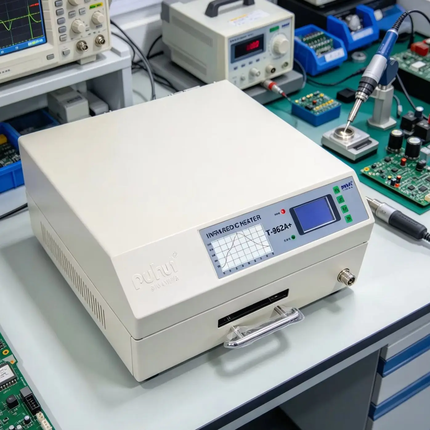 Reflow Soldering Oven PUHUI T-962A+ Infrared IC Heater For PCB BGA SMD SMT Lead Free 2300W