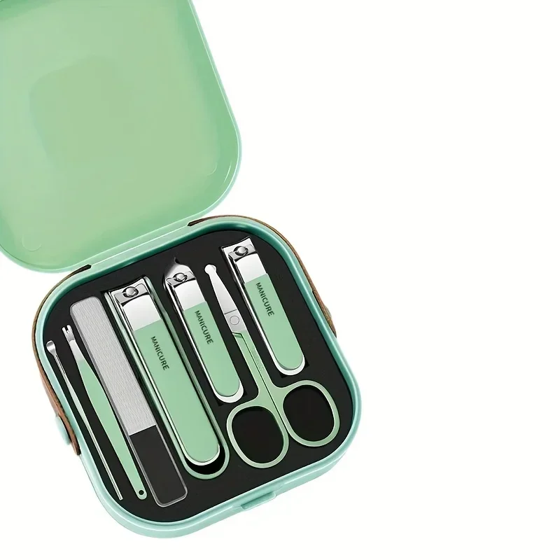 7-teiliges Edelstahl-Nagelpflegeset Anti-Spritz Tragbares Maniküre-Set Nagelknipser, Feile und Trimmer Ideal für Zuhause und Reisen – Detail 11