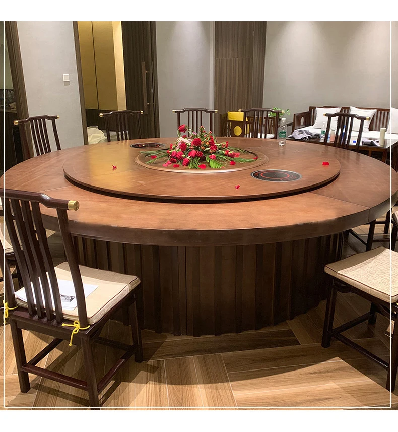 !@Hotel Large Round Table with Electric Turntable for 15 People and 20 People Villa Private Room Commercial Large Round Table