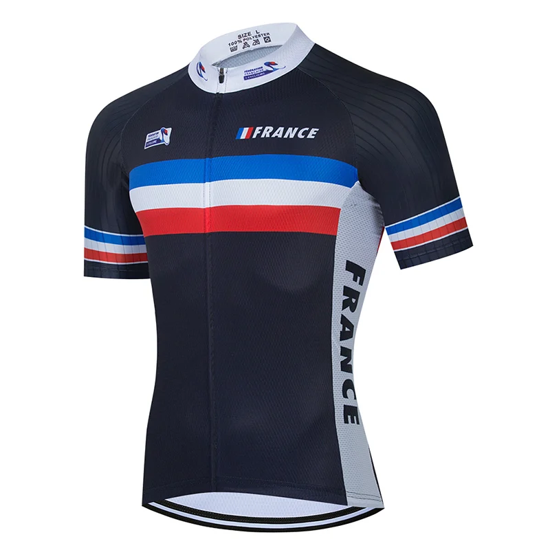 Team France Cycling Maillot MTB Jersey Pro Bicycle Clothing Quick Dry Summer T-Shirt Men\'s Short Mountain Bike Clothes Sportwear