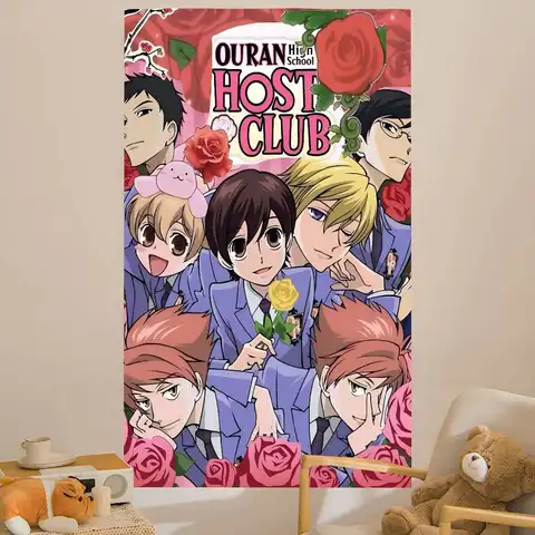 Anime Ouran High School Host Club Cartoon Tapestry Wall Hanging Decoration Household Home Decor