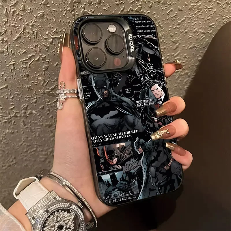 Marvel Batman Cartoon Cool Black Phone Case for iPhone 16 15 14 13 12 11 Pro Max XS MAX XR 7 8 Plus MINI Y2K Cute Back Cover