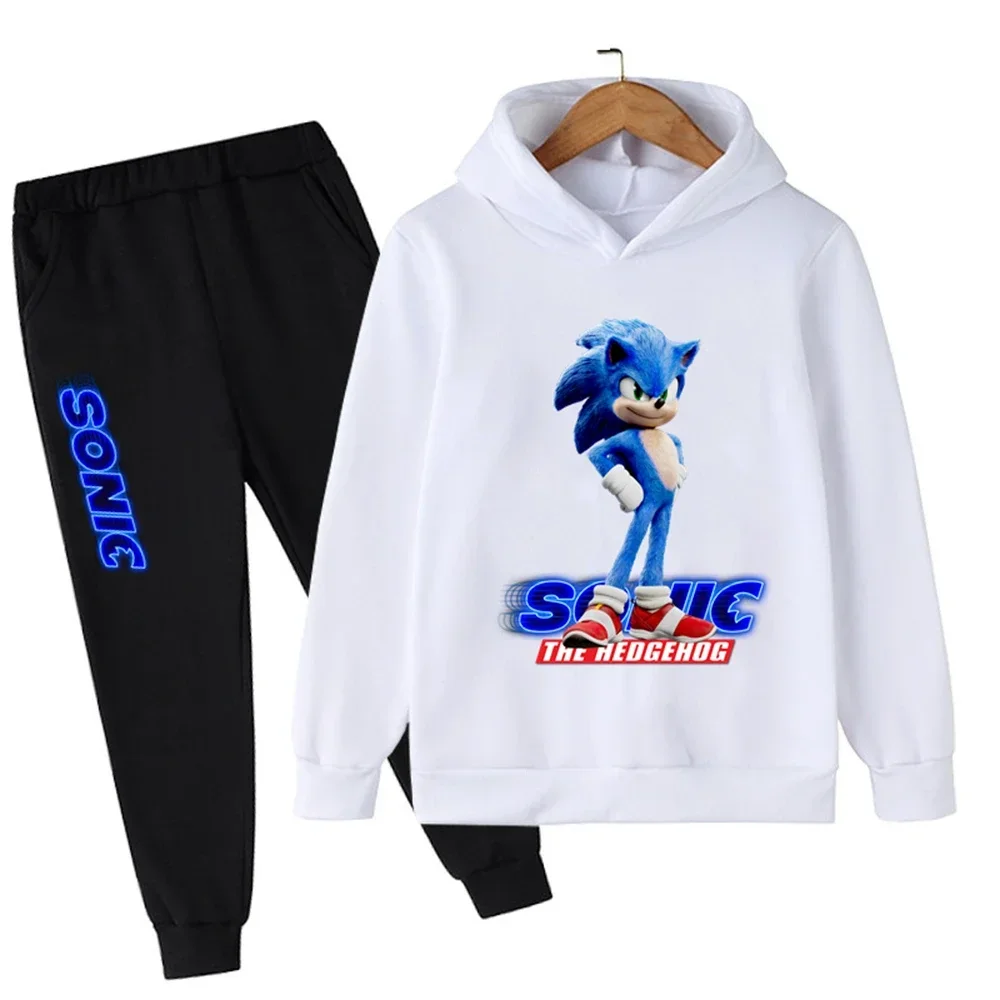 2-13 Years Old Kids Sonics Hoodie Sets Children's Cotton Autumn And Spring Long Sleeve Sweatshirts Trousers 2pcs Costume Outfits